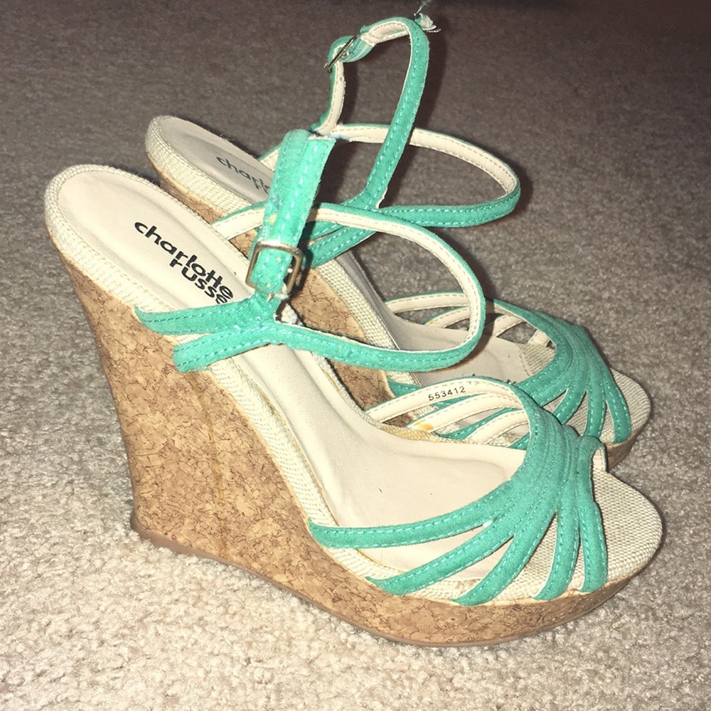 Platform wedges in teal!